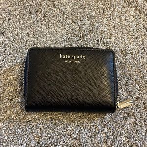 Black Leather Kate Spade Zip Card Case